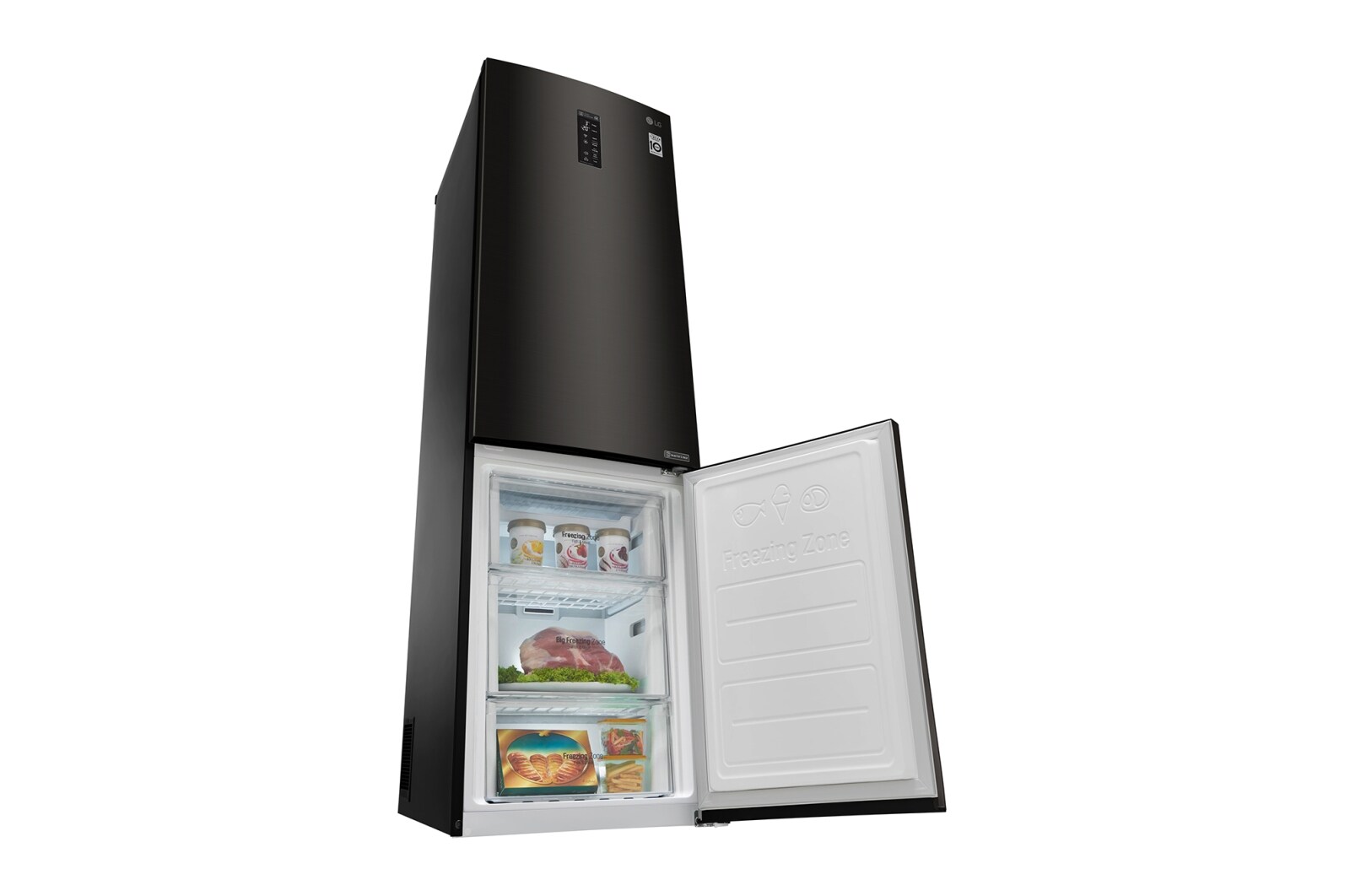 LG Réfrigérateur combiné | Total No Frost  | Compresseur linéaire inverter | 37dB | Connecté Wi-Fi | Moist Balance Crisper | Fresh converter , LG GBW6346SBL