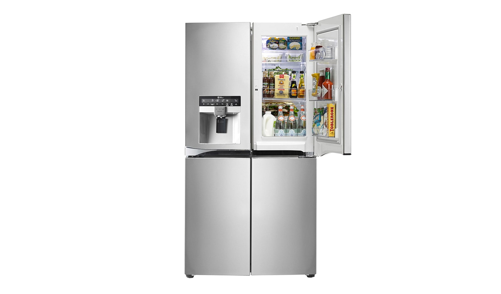 LG Réfrigérateur 4 portes | 571L | No Frost | Door-in-door | Distributeur eau, glaçons, glace pilée | Compresseur Linéaire Inverter | Clayettes Smart Slide | Pure N Fresh , LG GLS8848SC