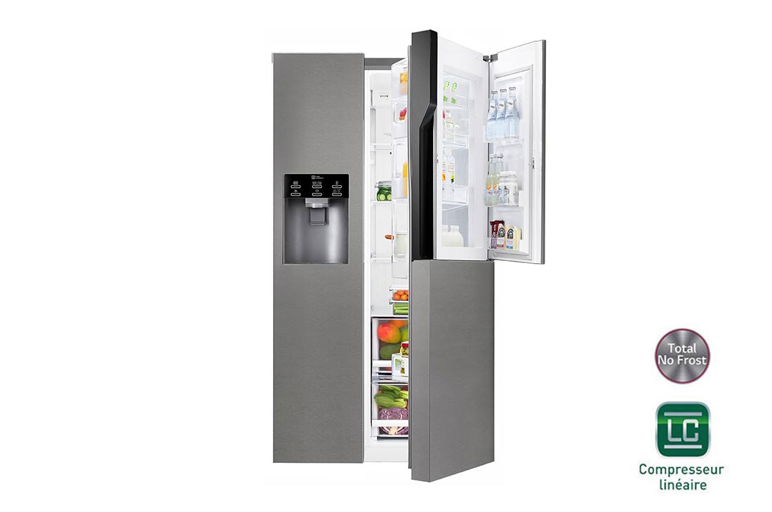 Réfrigérateur Américain, 606L, Compresseur linéaire, Total No Frost, Smart Diagnosis, Moist Balance Crisper, Door in Door ®, F - LG  GSJ360DIDV
