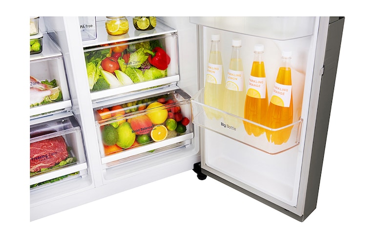 LG Réfrigérateur Américain | 606L | Compresseur linéaire | Total No Frost | Eau'tonome | Moist Balance Crisper | Door in Door® | F, LG GSJ361DIDV