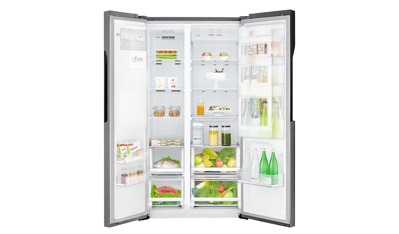 LG Réfrigérateur Américain | 606L | Compresseur linéaire | Total No Frost | Eau'tonome | Moist Balance Crisper | Door in Door® | F, LG GSJ361DIDV