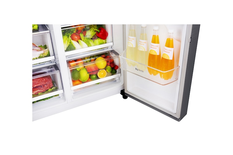 LG Réfrigérateur Américain | 625L | Compresseur Linéaire | Total No Frost | Smart Diagnosis | F | Finition des clayettes Alu, LG GSL6691PS