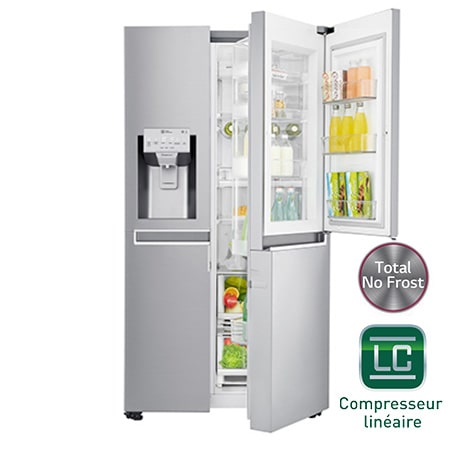 Réfrigérateur Américain, Door-in-Door, 625L, Compresseur Linéaire, Door  Cooling, F - LG GSS6876SC