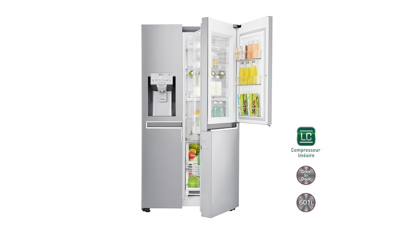LG Réfrigérateur Américain | Door-in-Door ® | Compresseur linéaire | 625L | Total No Frost | Magic Crisper | Pure N Fresh | F, LG GSS6676SC