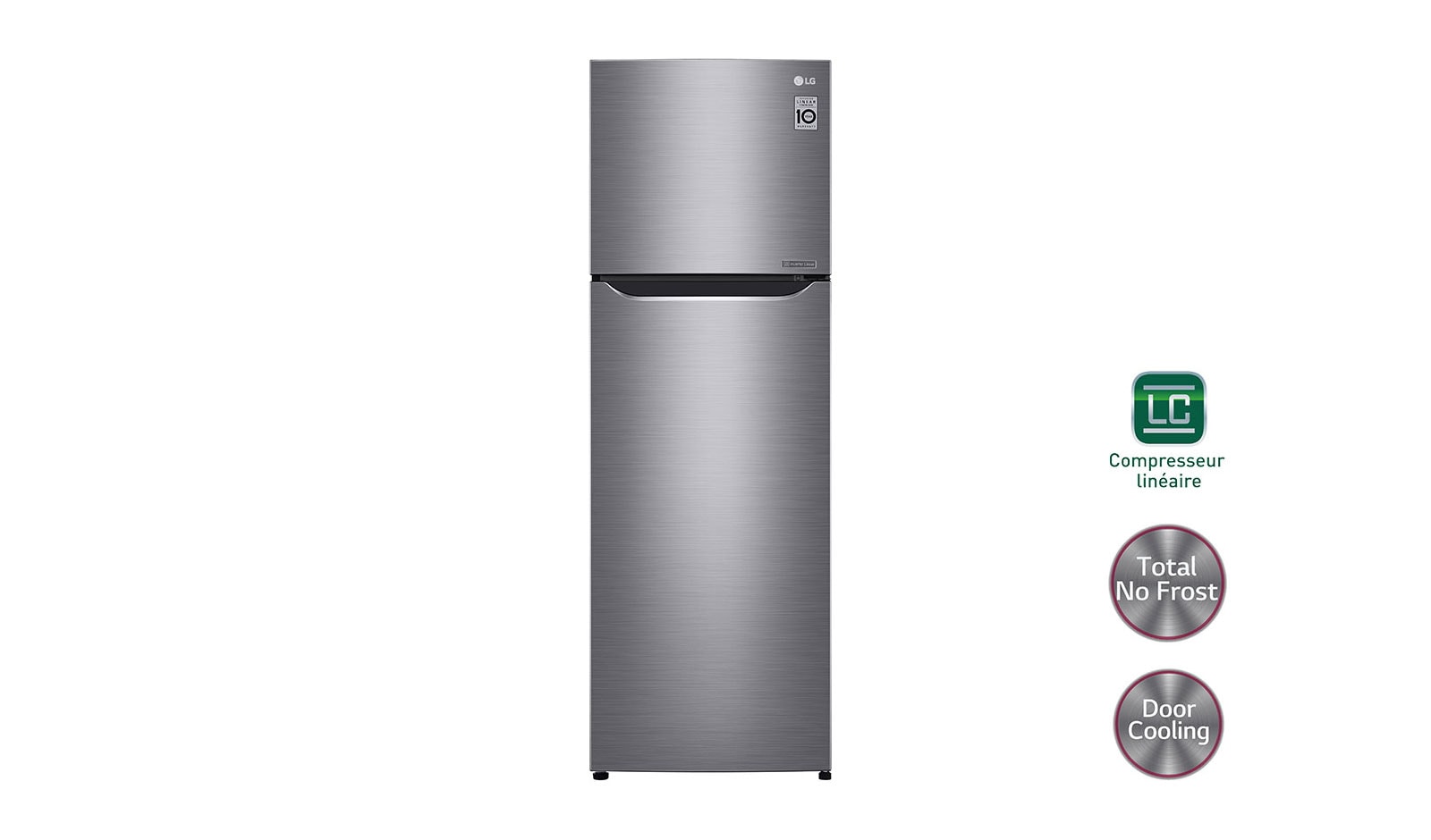 Vue avant de Réfrigérateur 2 portes | Total No Frost | Compresseur linéaire inverter | Door Cooling | F LG GT5525PS