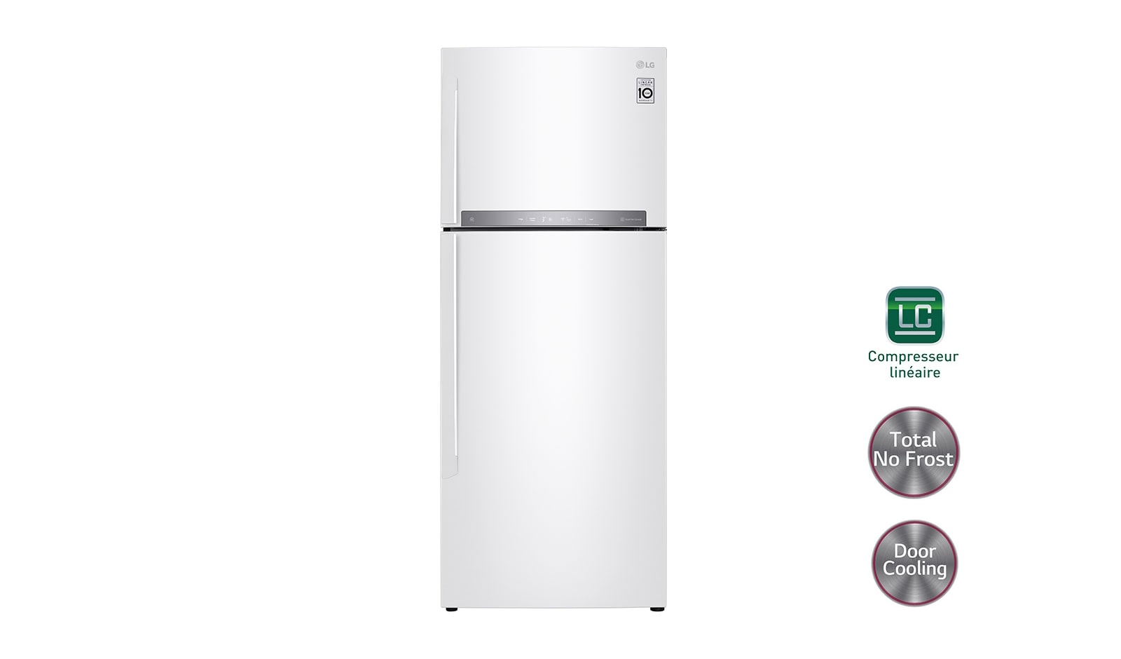 Vue avant de Réfrigérateur 2 portes | Total No Frost | Compresseur linéaire inverter | Door Cooling | WIFI | A&#43;&#43; LG GTD7043WH