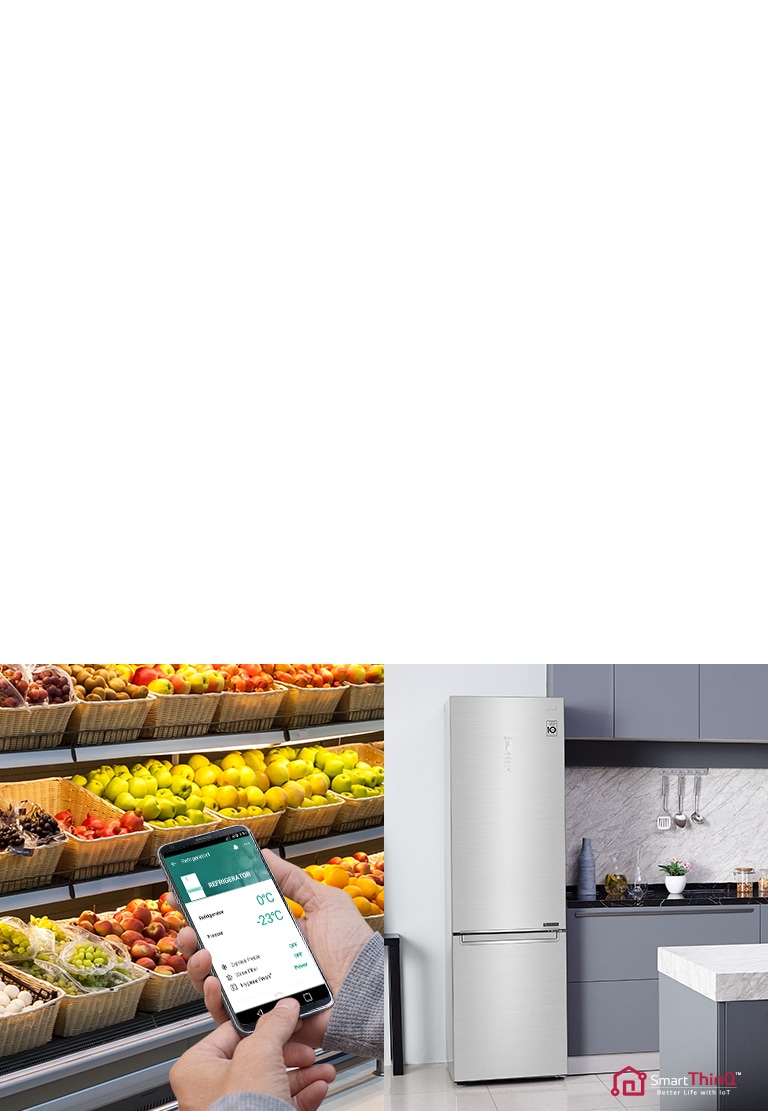 Smartphone connecté à distance au réfrigérateur