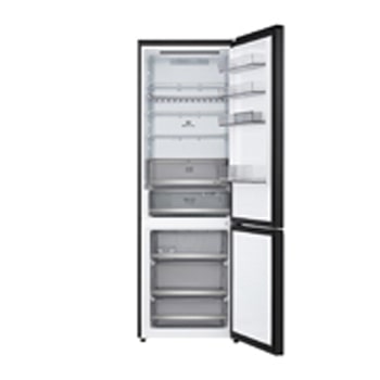 LG bottom freezer (GBBW726AEV) full door open view showing fridge and freezer compartments