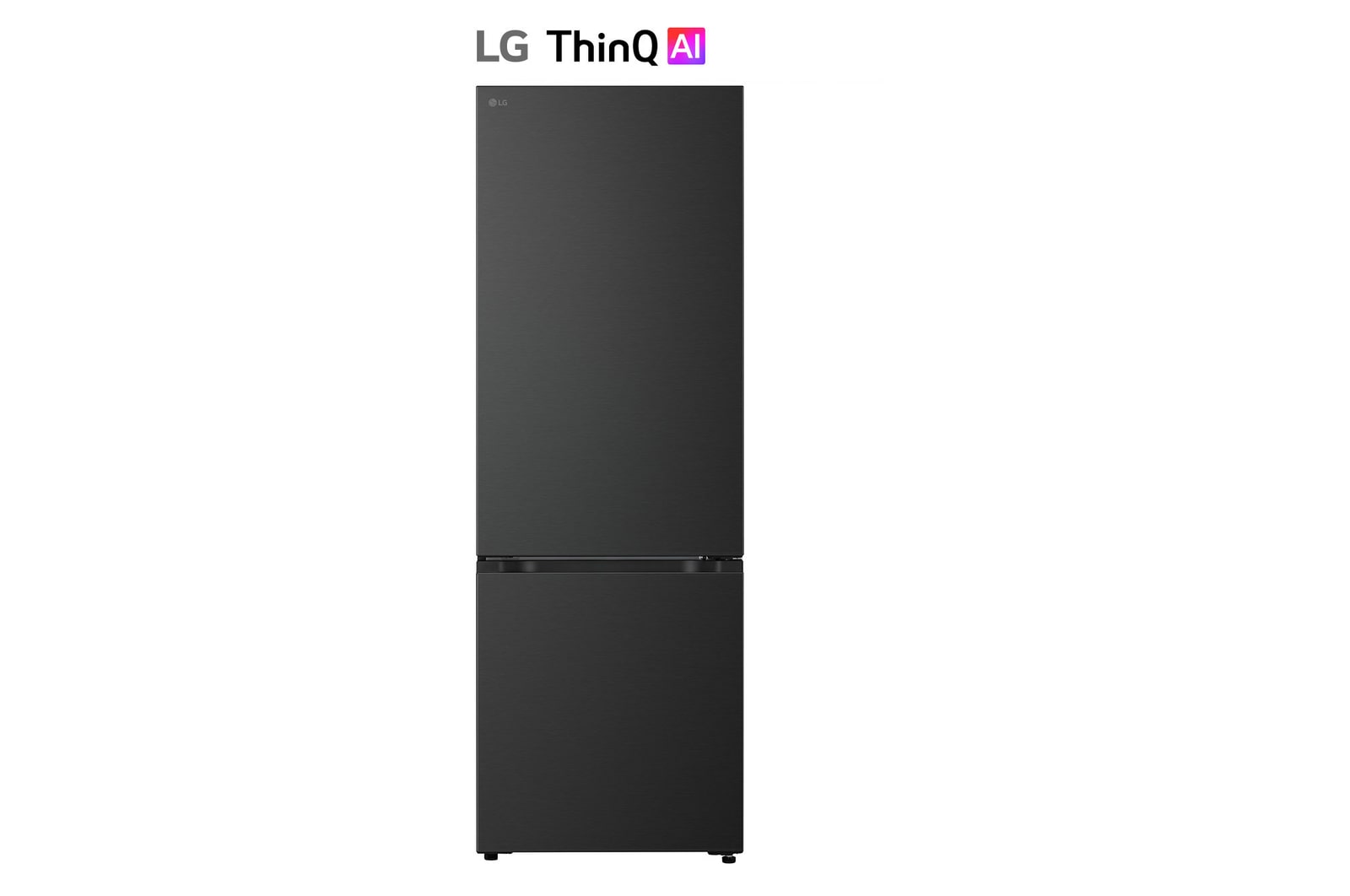 LG bottom freezer (GBBW726AEV) front view in matte black finish