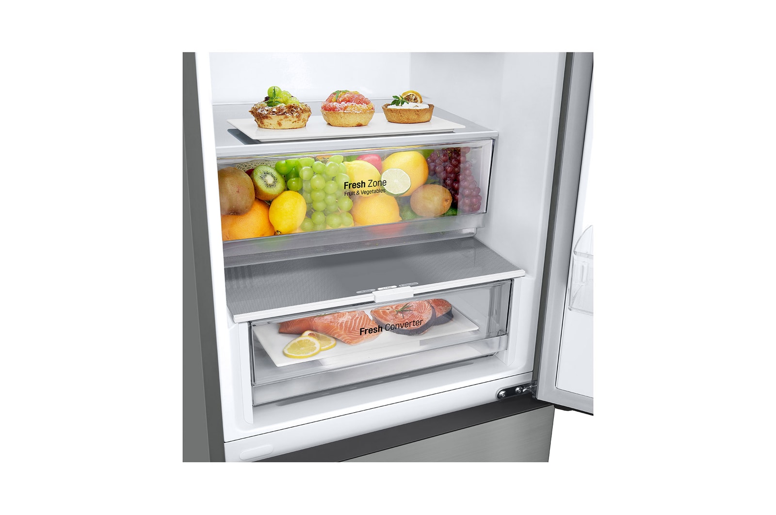 bottom freezer with food