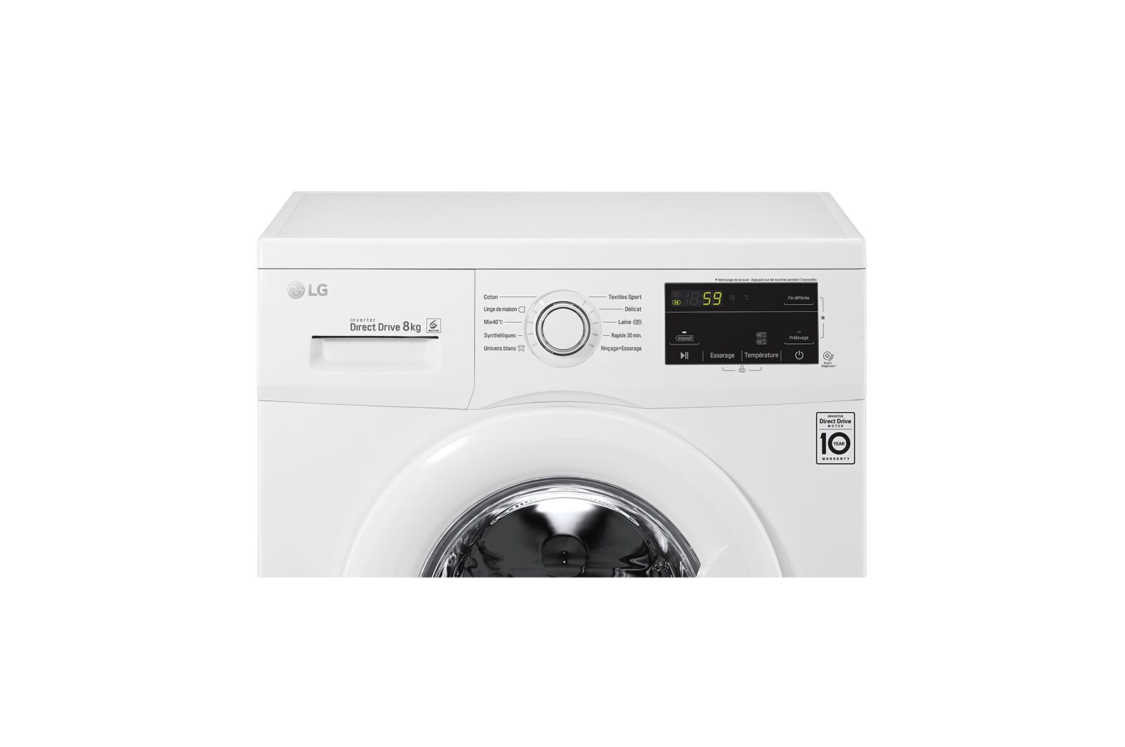LG Lave-linge 8 KG | 6 Motion Direct Drive™ | A+++(-30%) | Smart Diagnosis™ | Moteur Direct Drive™ garanti 10 ans, LG F84J30WH