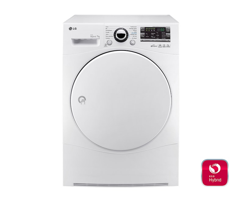 LG SÈCHE-LINGE 7KG | EcoHybrid | Pompe à chaleur A++ | Condenseur auto-nettoyant | Porte opaque, LG RC7055AP1Z