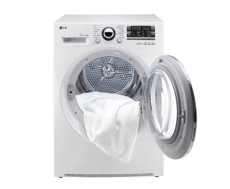 LG SÈCHE-LINGE 8KG | EcoHybrid | Pompe à chaleur A++ | Condenseur auto-nettoyant | Porte verre, LG RC8055AP2Z
