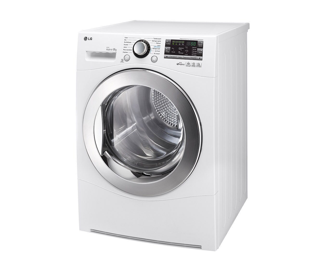 LG SÈCHE-LINGE 8KG | EcoHybrid | Pompe à chaleur A++ | Condenseur auto-nettoyant | Porte verre, LG RC8055AP2Z