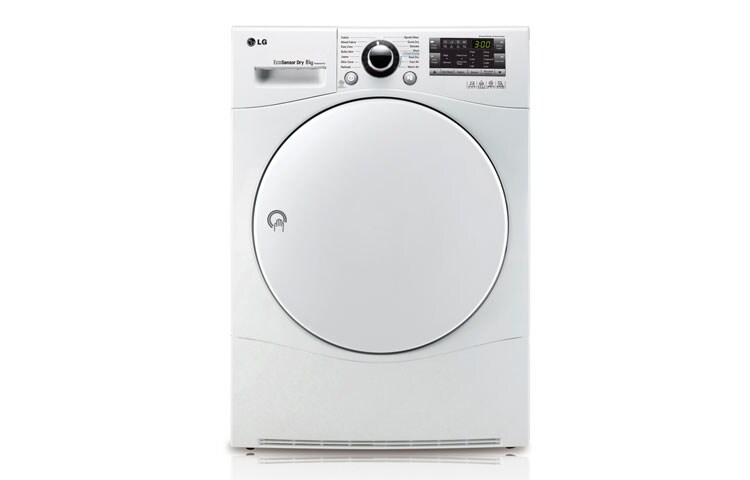 Vue avant de SÈCHE-LINGE 8KG | Pompe à chaleur A&#43;&#43; | Condenseur auto-nettoyant | Porte opaque LG RP8050WH