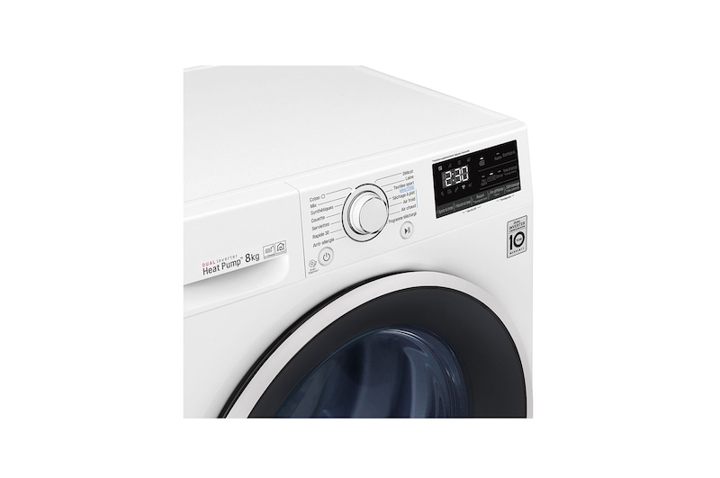 LG Sèche-linge 8kg | A+++ | Condenseur Autonettoyant | Compresseur DUAL Inverter et moteur Inverter garanti 10 ans, LG RH8030WH