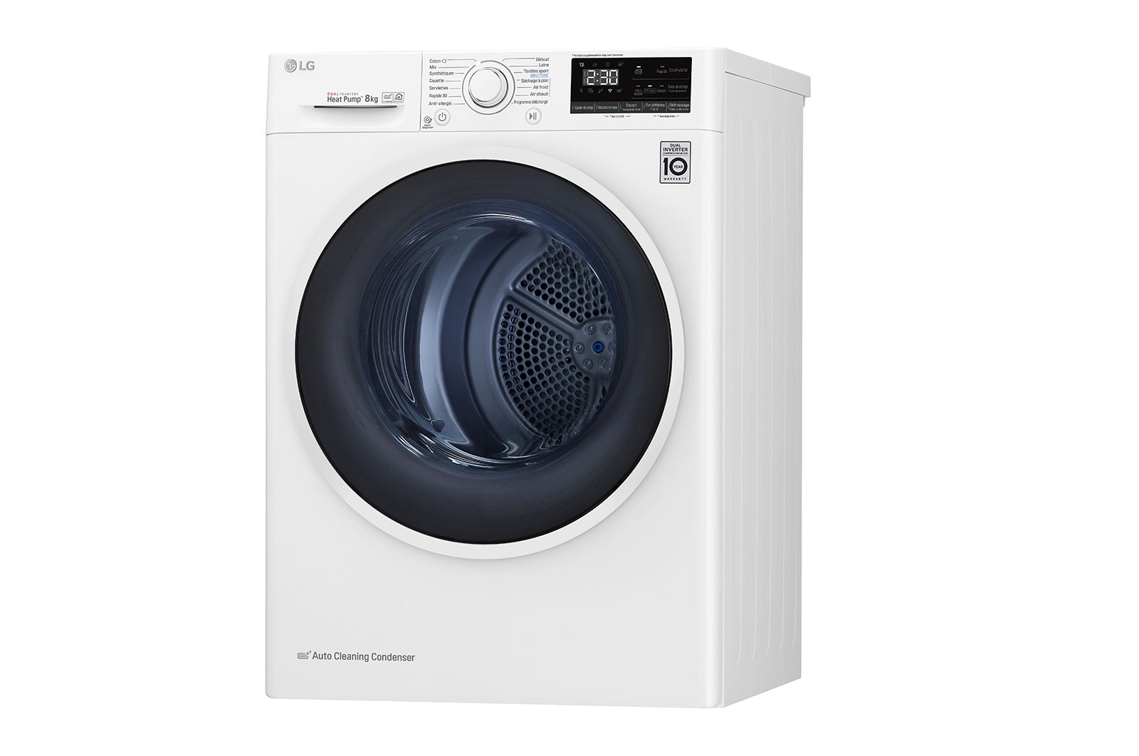 LG Sèche-linge 8kg | A+++ | Condenseur Autonettoyant | Compresseur DUAL Inverter et moteur Inverter garanti 10 ans, LG RH8030WH