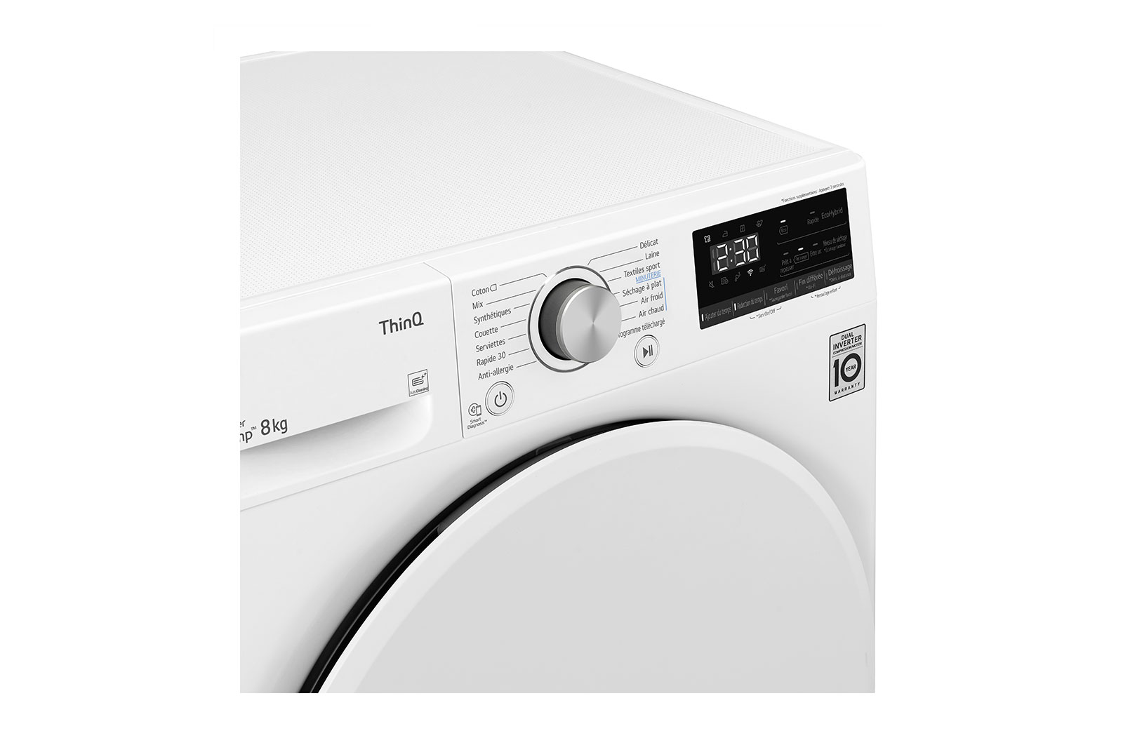 LG Sèche-linge 8 kg | Pompe à chaleur | Condenseur autonettoyant | Moteur et compresseur DUAL Inverter garantis 10 ans, LG RH8V59WH