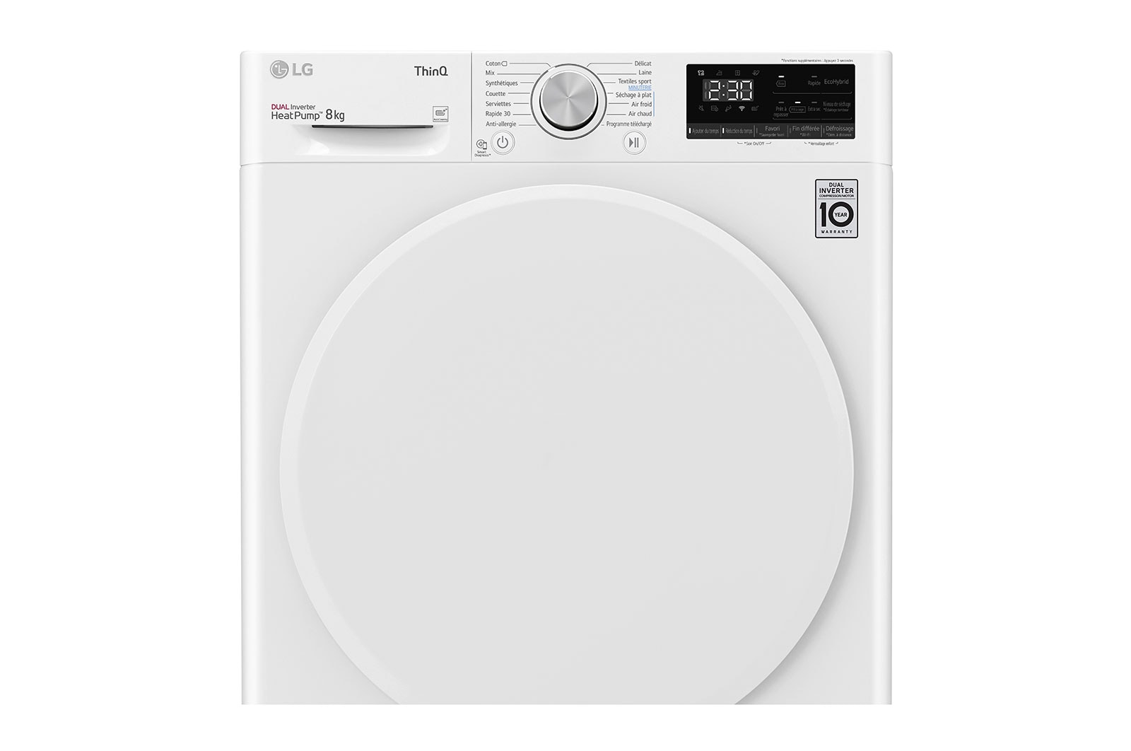 LG Sèche-linge 8 kg | Pompe à chaleur | Condenseur autonettoyant | Moteur et compresseur DUAL Inverter garantis 10 ans, LG RH8V59WH
