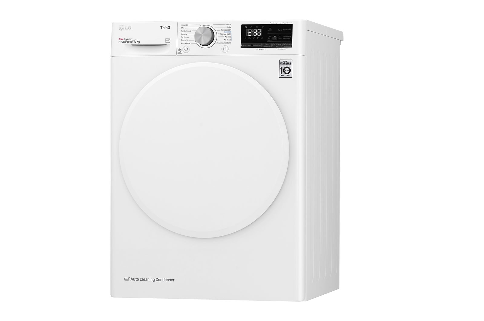 LG Sèche-linge 8 kg | Pompe à chaleur | Condenseur autonettoyant | Moteur et compresseur DUAL Inverter garantis 10 ans, LG RH8V59WH