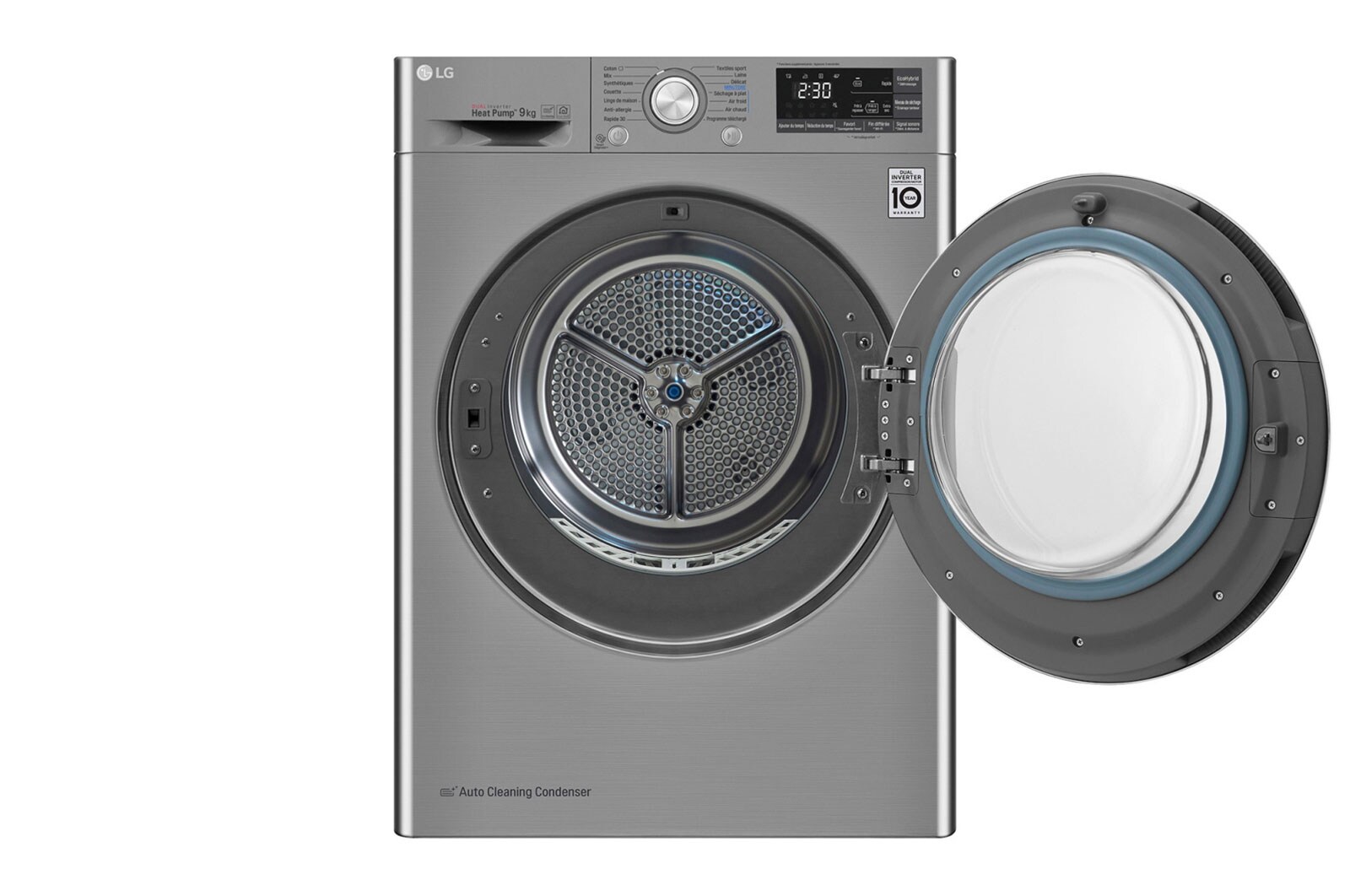 LG Sèche-linge 9kg | DUAL Inverter Heat Pump™ | A+++-10% | Condenseur Autonettoyant |Compresseur DUAL Inverter et moteur Inverter garanti 10 ans, LG RH9052IX