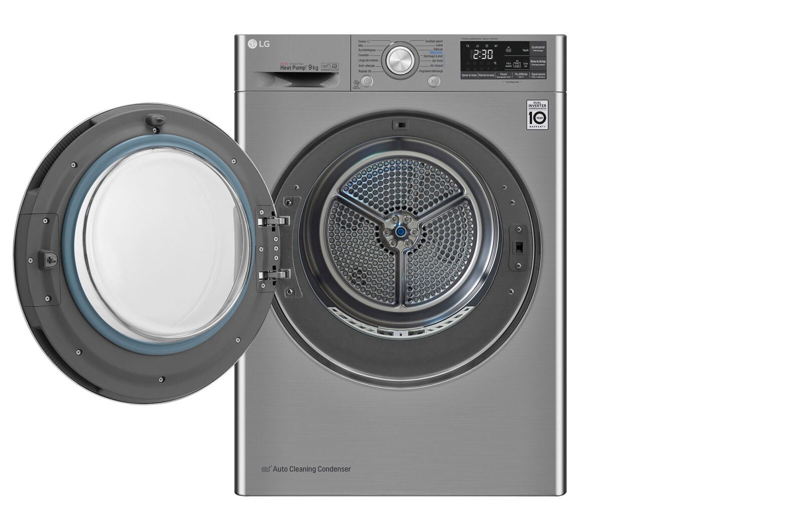 LG Sèche-linge 9kg | DUAL Inverter Heat Pump™ | A+++-10% | Condenseur Autonettoyant |Compresseur DUAL Inverter et moteur Inverter garanti 10 ans, LG RH9052IX
