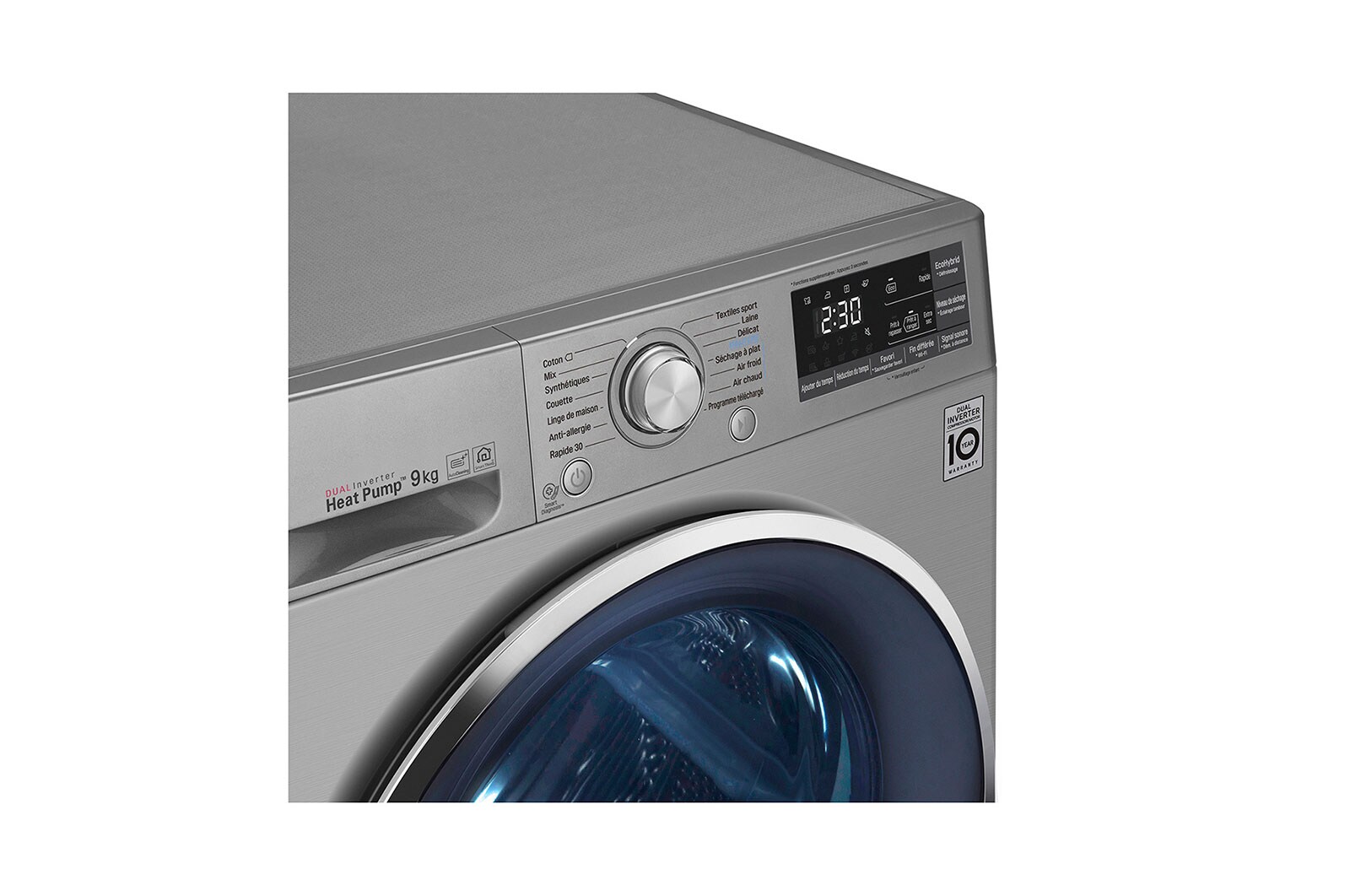 LG Sèche-linge 9kg | DUAL Inverter Heat Pump™ | A+++-10% | Condenseur Autonettoyant |Compresseur DUAL Inverter et moteur Inverter garanti 10 ans, LG RH9052IX