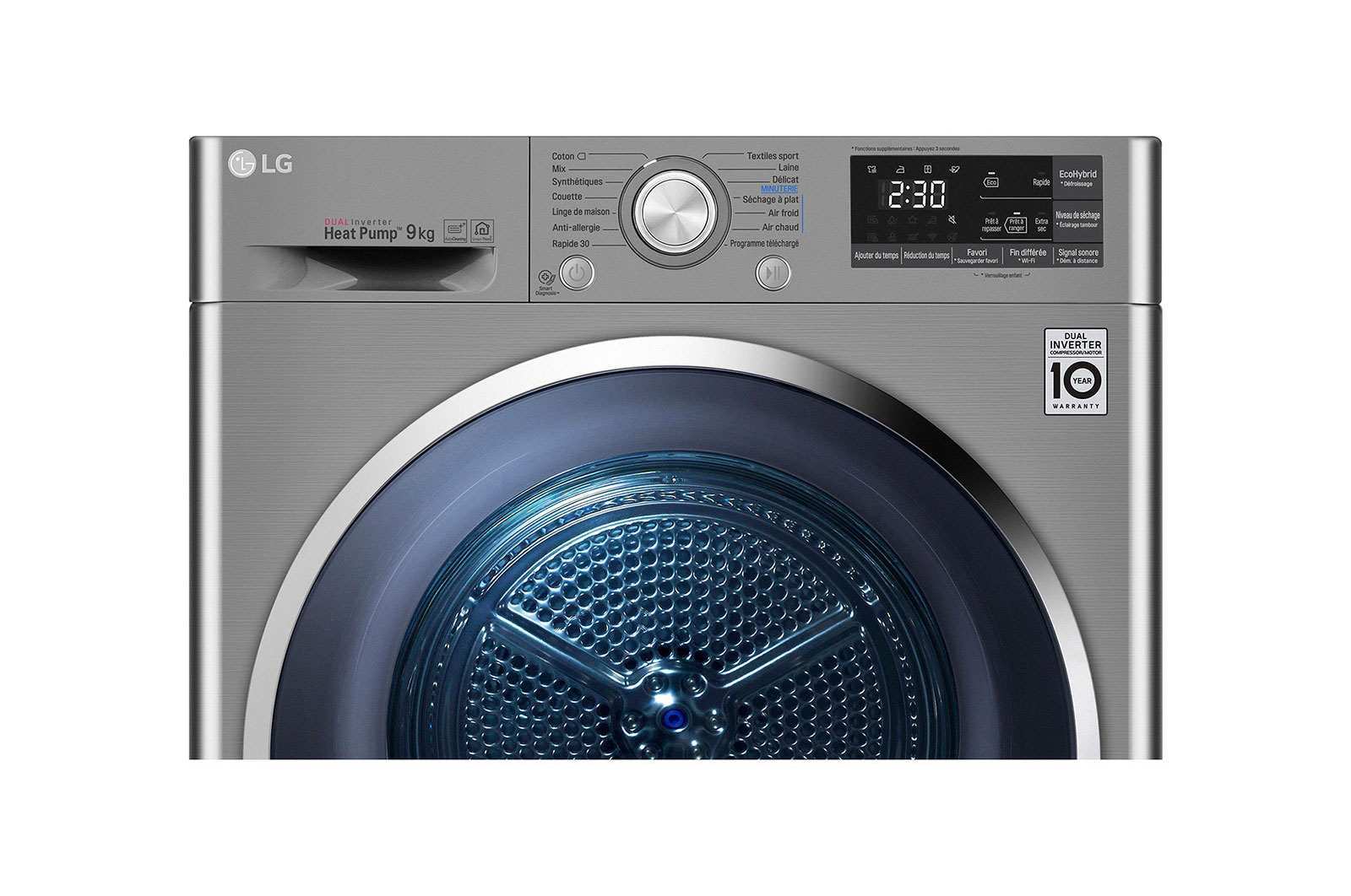 LG Sèche-linge 9kg | DUAL Inverter Heat Pump™ | A+++-10% | Condenseur Autonettoyant |Compresseur DUAL Inverter et moteur Inverter garanti 10 ans, LG RH9052IX