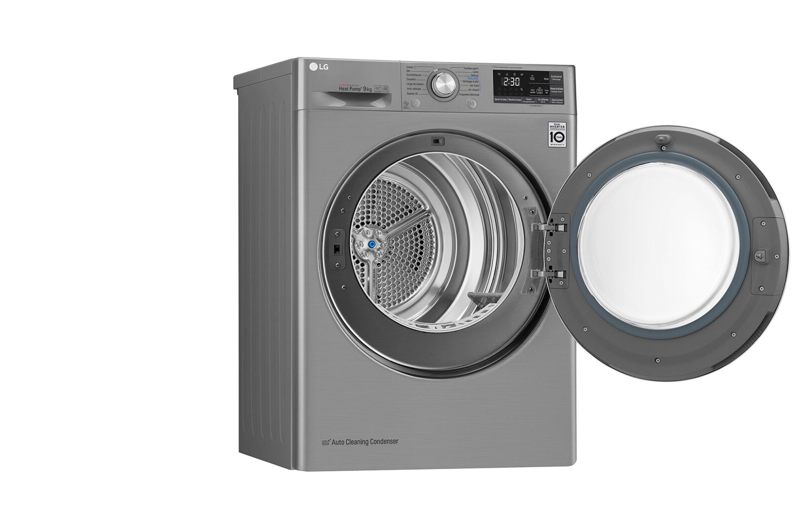 LG Sèche-linge 9kg | DUAL Inverter Heat Pump™ | A+++-10% | Condenseur Autonettoyant |Compresseur DUAL Inverter et moteur Inverter garanti 10 ans, LG RH9052IX