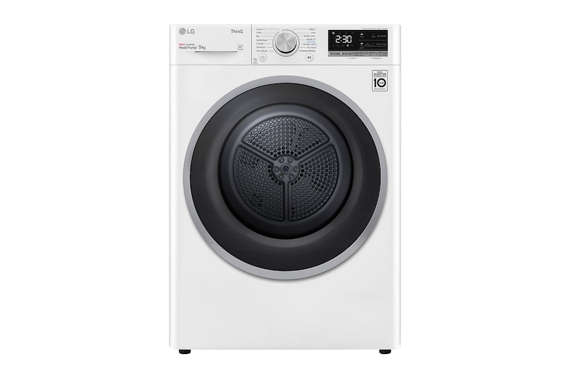 LG Sèche-linge 9 kg | Pompe à chaleur | Condenseur autonettoyant | Moteur et compresseur DUAL Inverter garantis 10 ans, LG RH9V57WH