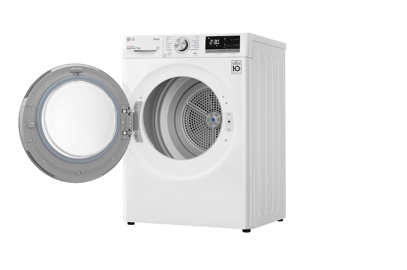 LG Sèche-linge 9 kg | Pompe à chaleur | Condenseur autonettoyant | Moteur et compresseur DUAL Inverter garantis 10 ans, LG RH9V57WH