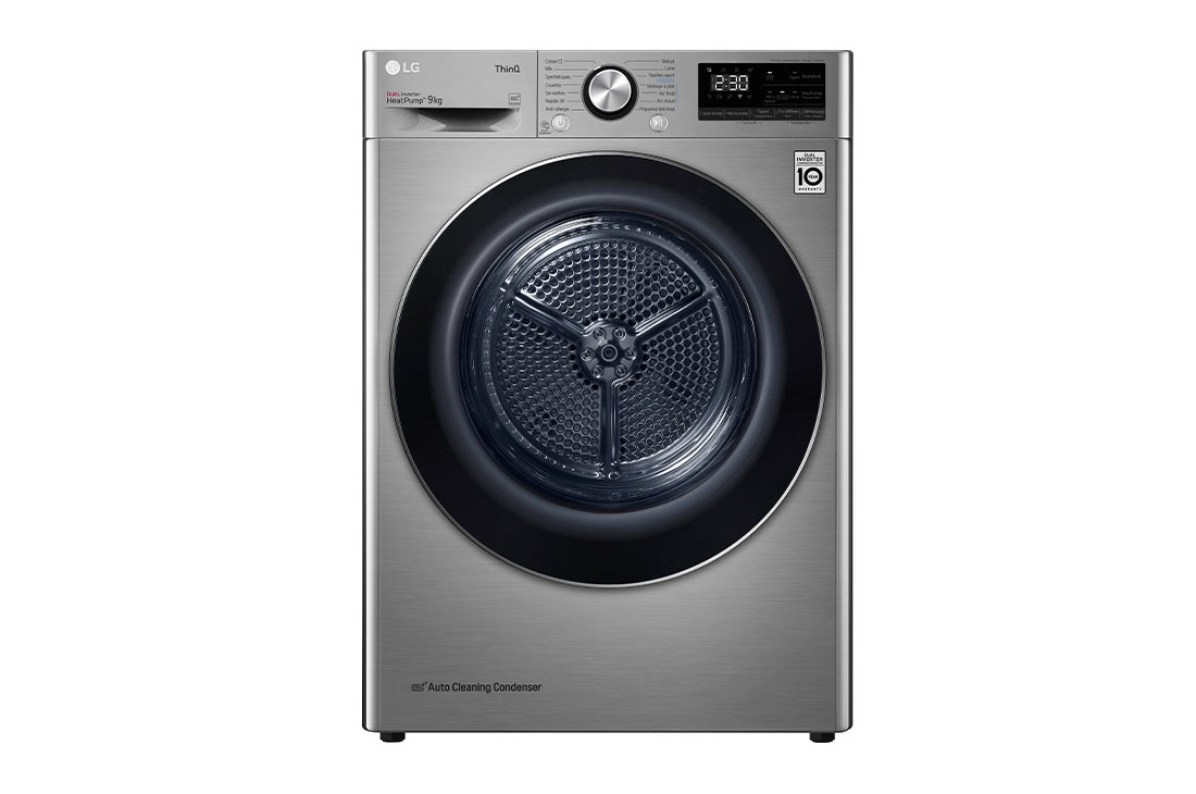 LG Sèche-linge 9kg | A+++ | Condenseur Autonettoyant | Compresseur DUAL Inverter et moteur Inverter garanti 10 ans, LG ﻿RH9V72IX