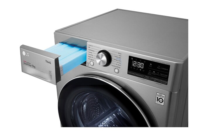 LG Sèche-linge 9kg | A+++ | Condenseur Autonettoyant | Compresseur DUAL Inverter et moteur Inverter garanti 10 ans, LG RH9V72IX