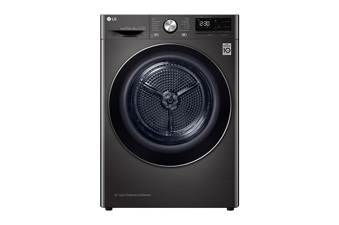 LG Sèche-linge 9kg | A+++ (-10%)| Condenseur Autonettoyant |Compresseur DUAL Inverter et moteur Inverter garanti 10 ans, LG RH9V92BS