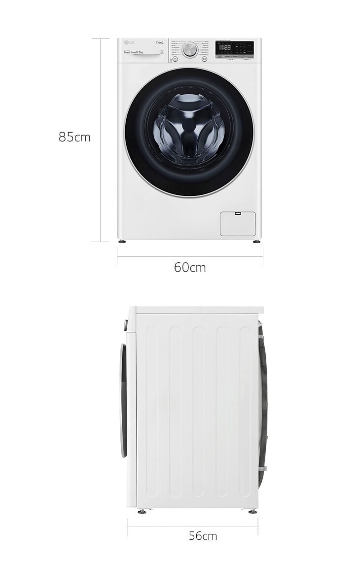 Lave-sécheuse LG W4NX1085NWB 8/5 Kg - Classe A/E, 1400 Tr/min, Wi-Fi, 6 Mouvements Direct Drive, Vapeur Allergy Care, Blanc