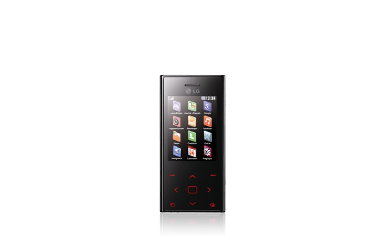 Vue avant de Téléphone mobile avec Ecran 2,4’’ TFT, Port USB 2.0, Bluetooth 2.1 Stéréo, Appareil photo 5MP LG BL20