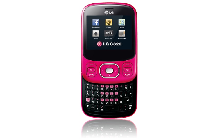 Vue avant de Téléphone mobile avec écran TFT 2.4&#34;, Appareil photo 2MP, Prise Jack 3.5mm, Radio FM et MicroSD. LG C320