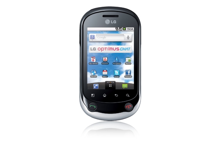 Vue avant de Téléphone mobile Android 2.2 Froyo avec appareil photo 3 MP, lecteur MP3, A-GPS, Wifi et MicroSD LG C550