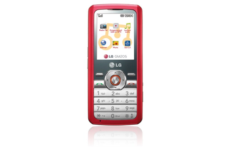 Vue avant de Téléphone mobile avec appareil photo 5 MP, Ecran 2’’ LG GM205