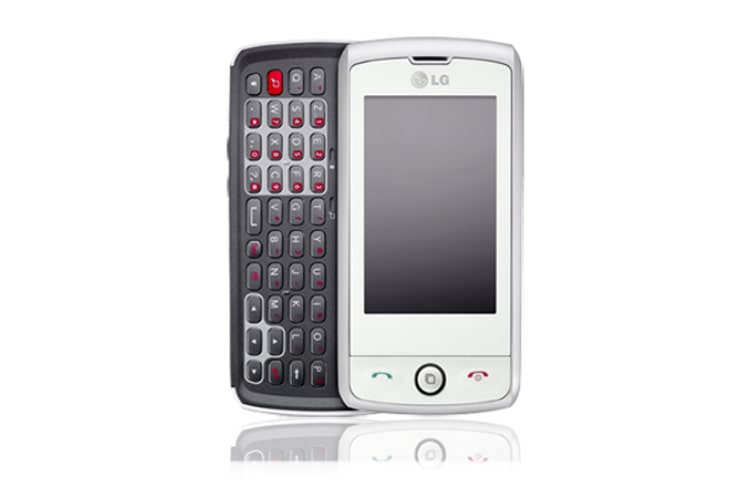 Vue avant de Téléphone mobile avec interface A-Class de LG, écran tactile de 2.8’’, mobile 3G&#43; (HSDPA 7.2), appareil photo 3.2 mégapixels, push e-mail Pro (Microsoft® Exchange ActiveSync®) LG GW520