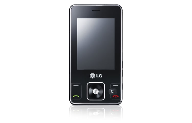 Vue avant de Téléphone Mobile avec Caméra 5 MP, Lecteur MP3 / Radio FM, Port externe Micro-SD, Ecran auto-rotatif et détecteur de mouvements. LG KC550