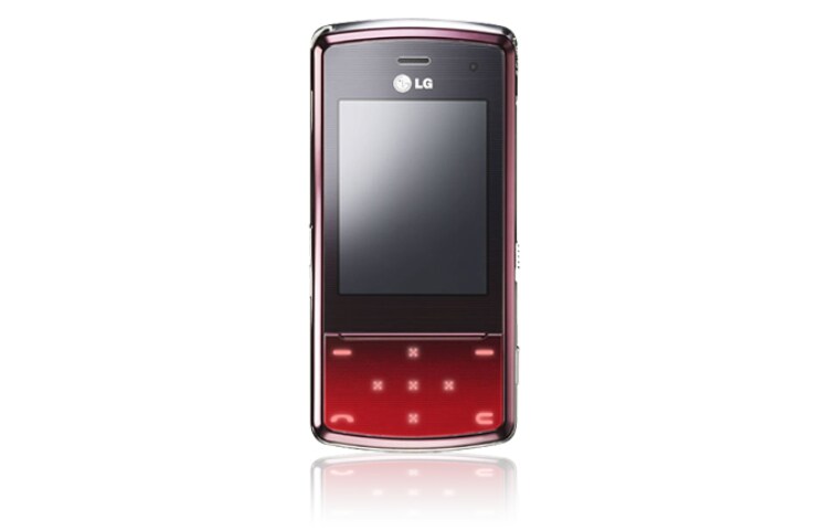 Vue avant de Téléphone mobile avec Caméra 3 MP, Ecran tactile 2’’, Finition aspect métal, Lecteur MP3 / Radio FM, Slider ultra-fin LG KF510