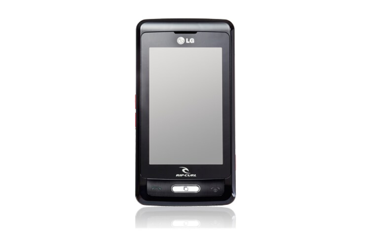 Vue avant de Téléphone mobile avec Caméra 3 MP Autofocus, Ecran LCD 3’’, Lecteur MP3/FM/Vidéos, Port USB 2.0, Bluetooth 2.0 LG KP550 Rip Curl