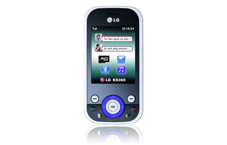 Vue avant de Téléphone Mobile avec écran LCD 2.4”, Appareil photo 2 MP, clavier AZERTY LG KS365