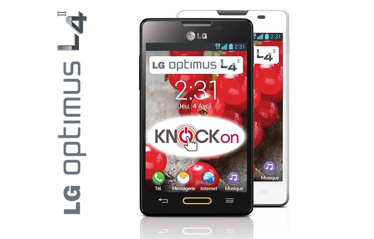 LG Optimus L4 II | Ecran IPS WVGA 3,8" (9,6cm) | Batterie 1700 mAh