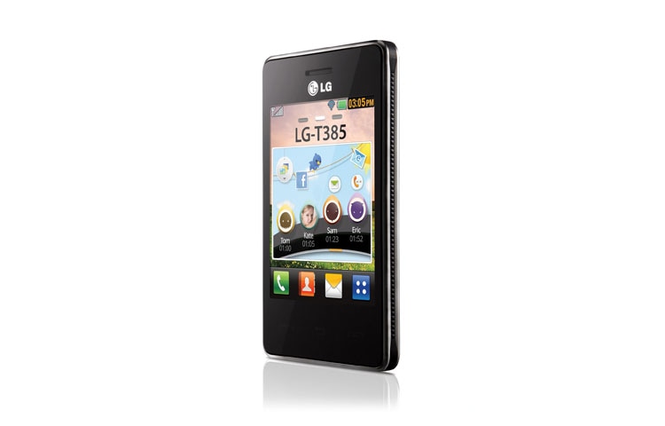LG T385 Wi-fi | Ecran QVGA 3,2" (8,1cm) | Batterie 950mAh | Processeur 208Mhz | APN 2MP | Facebook et Twitter pré-intégrés | Design premium, LG T385 Wi-Fi