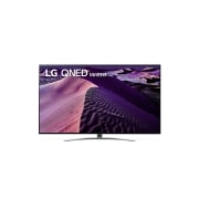 Vue avant du téléviseur QNED de LG avec image de remplissage et logo du produit