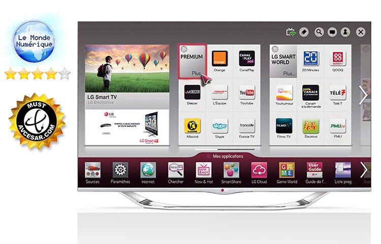 Vue avant de 42&#34; (106cm) | TV LED Plus | Full HD | 3D | Smart TV | MCI 800 | Dalle IPS | Cinema Screen | WIFI LG 42LA740S
