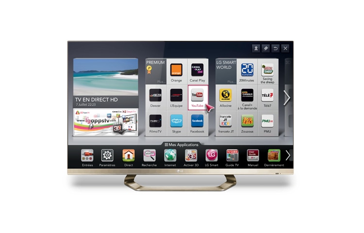 Vue avant de 47&#34; (119cm) | TV Edge LED | Full HD | 3D | Smart TV | MCI 400 | Smart Share | DLNA Certifiée | WI-FI | WI-DI LG 47LM671S