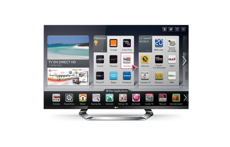 Vue avant de 47&#34; (119cm) | TV Edge LED | Full HD | 3D | Smart TV | Smart TV 2.0| MCI 800 | Smart Share | DNLA Certifiée | WI-FI | WI-DI LG 47LM760S